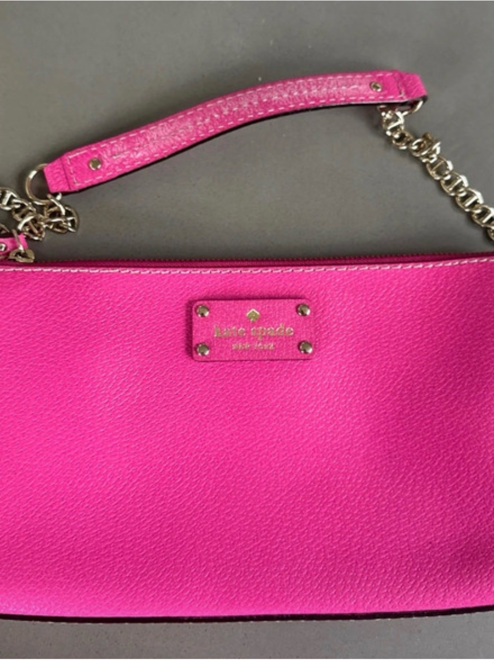 kate spade Hot Pink Pebbled Leather Chain-Handle Wristlet